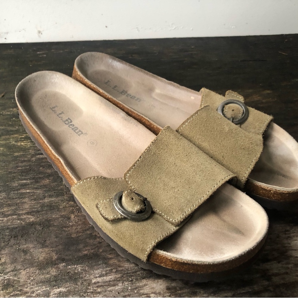 LL Bean Arizona Sandals Stone Birko-Flor Nubuck Slip On Sandals Select Size 8 - Picture 12 of 15